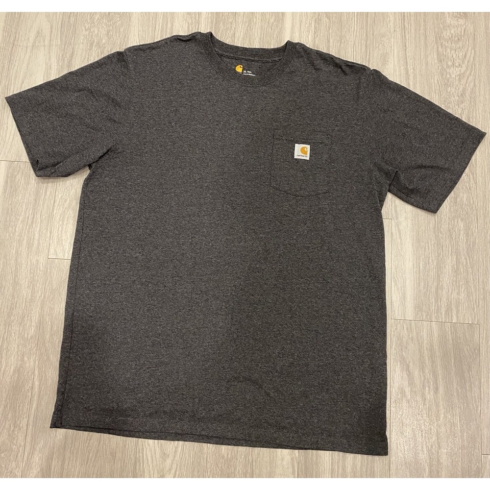 Carhartt T-Shirt Mens Large Tall Gray Short Sleeve Original Fit Pocket Logo Work